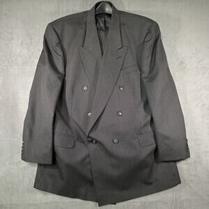 Classic Double-Breasted Men’s Suit Jacket - Charcoal Pinstripe